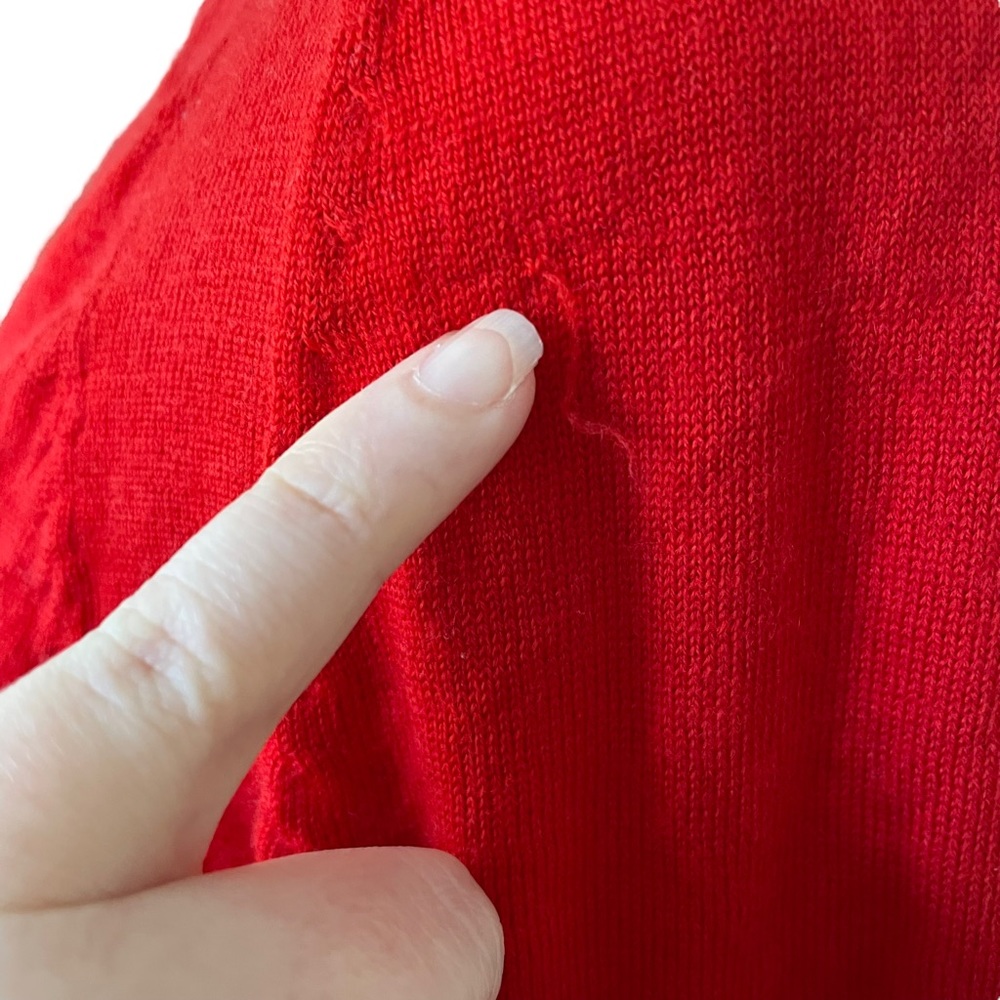 MODA INTERNATIONAL Sz S 100% Merino Wool red statement cardigan - Picture 10 of 11